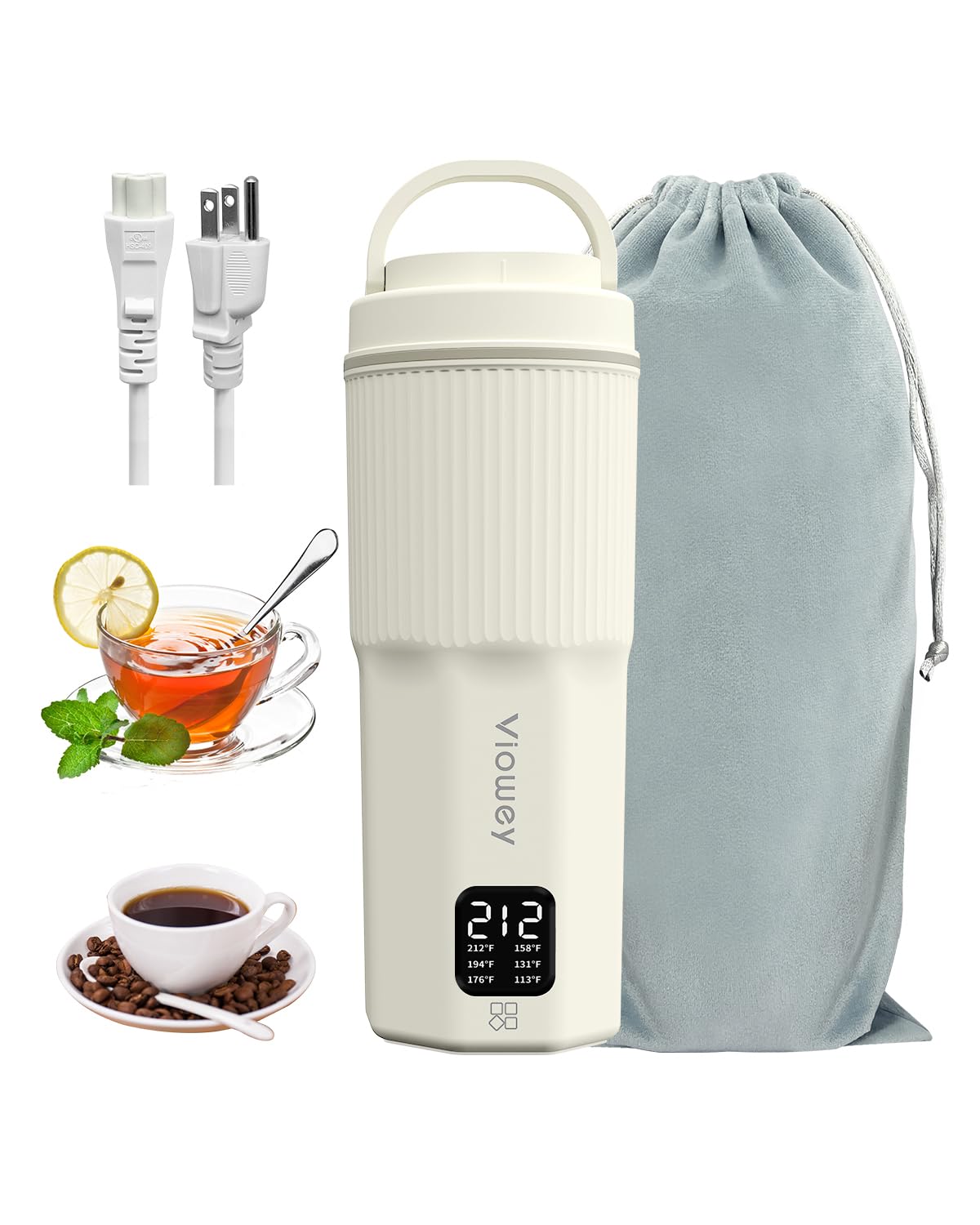 Travel Electric Kettle, 450ml/15.2oz & 316 Stainless Steel Mini Portable Coffee Tea Kettle with 6 Temperature Settings, 100V-240V Small Water Boiler, Auto Shut-off, Boil Dry Protection, BPA-Free