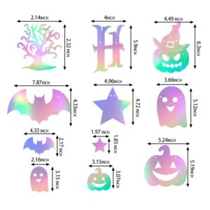 Iridescent Happy Halloween Party-Decorations Banner - 8Pcs Hanging Streamers Garland,Bat Ghost Pumpkin Ceiling Outdoor Indoor Wall Decor Party Props,Porch Room Scary Supplies Hugtmr