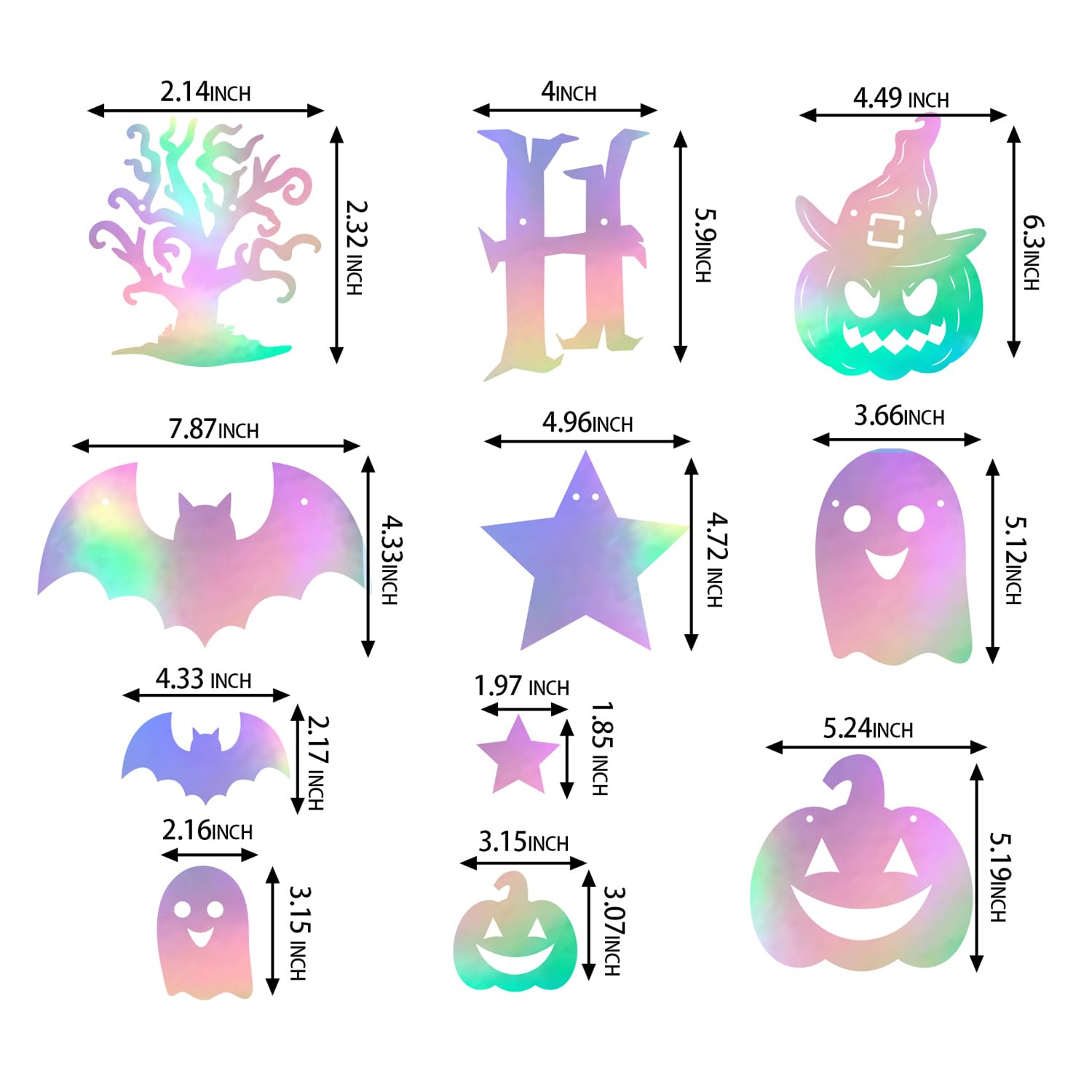 Iridescent Happy Halloween Party-Decorations Banner - 8Pcs Hanging Streamers Garland,Bat Ghost Pumpkin Ceiling Outdoor Indoor Wall Decor Party Props,Porch Room Scary Supplies Hugtmr