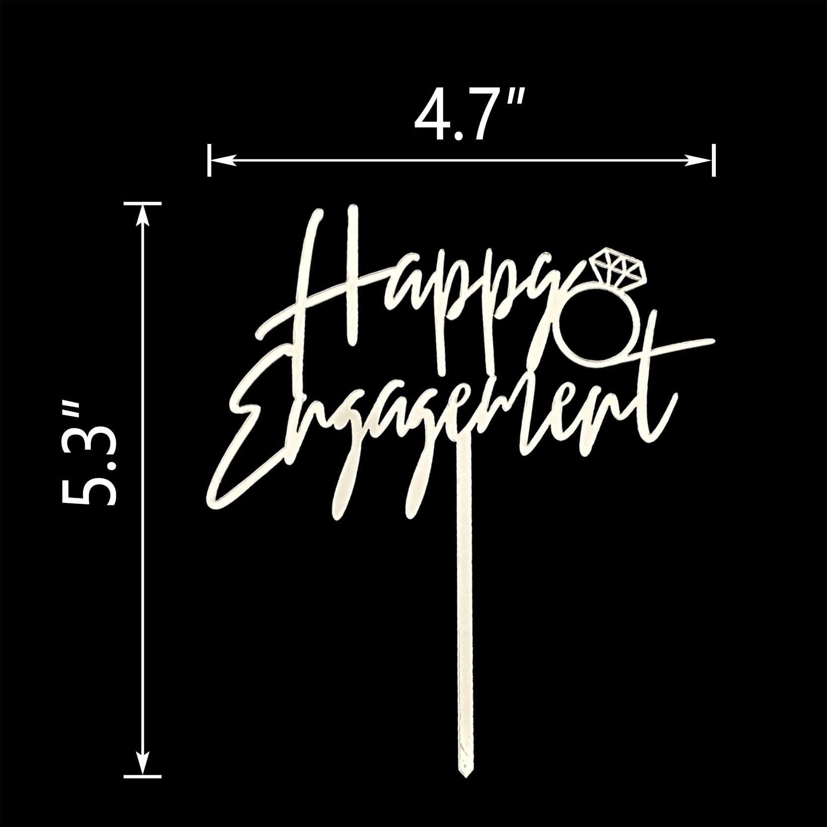 NSHYXXSPY Happy Engagement Cake Topper, Mirror Silver Just Engaged Cake Topper, Bridal Engagement, We're Engaged Wedding Decoration for Wedding Party Cake Decorations Supplies