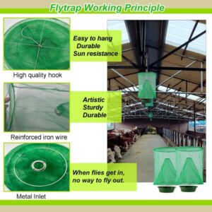 4 Packs Ranch Fly Trap - Fly Traps Outdoor Hanging 2024 Upgraded Fly Catcher,Stable Fly Trap Fly Bag Reusable Fly Traps (Green)