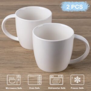 Tacuhy Large Coffee Mugs Set of 2, 20 oz Coffee Mugs, Big Coffee Cups with Large Handle, Ceramic Mugs for Coffee Tea (White)