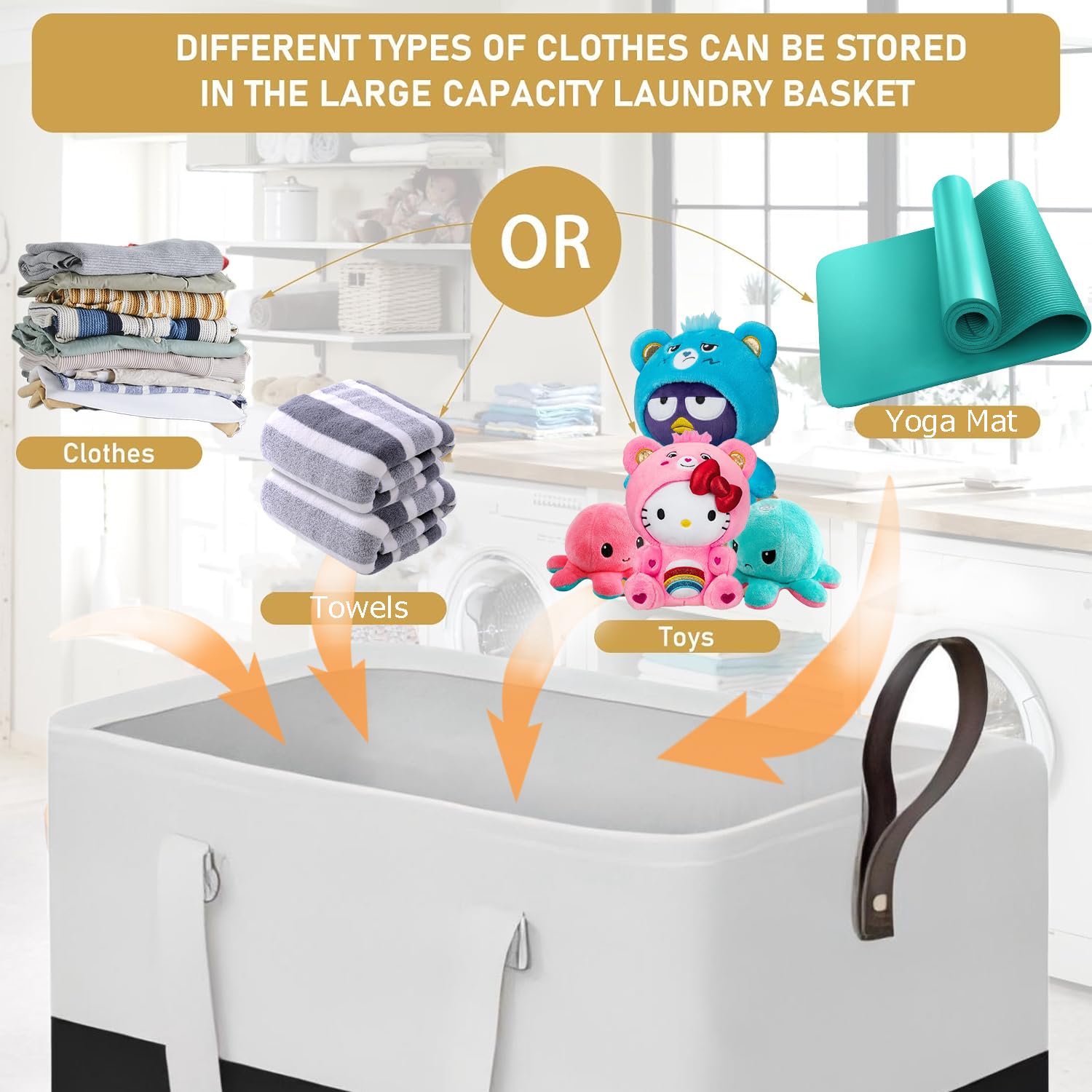 Laundry Basket with Wheels, Collapsible Waterproof Laundry Hamper with Easy Carry Handles for Clothes, Rolling Slim Small Laundry Basket for Bedroom, Dorm, Towels, Toys, 90L