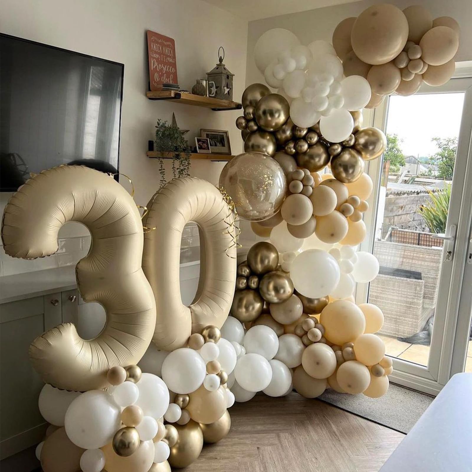 White Sand Balloons Set, 60 Pcs 12 Inch Double Stuffed Beige Boho Balloons with Metallic Chrome Champagne Nude Neutral Cream Balloon for Wedding Bridal Baby Shower Birthday Party Decorations