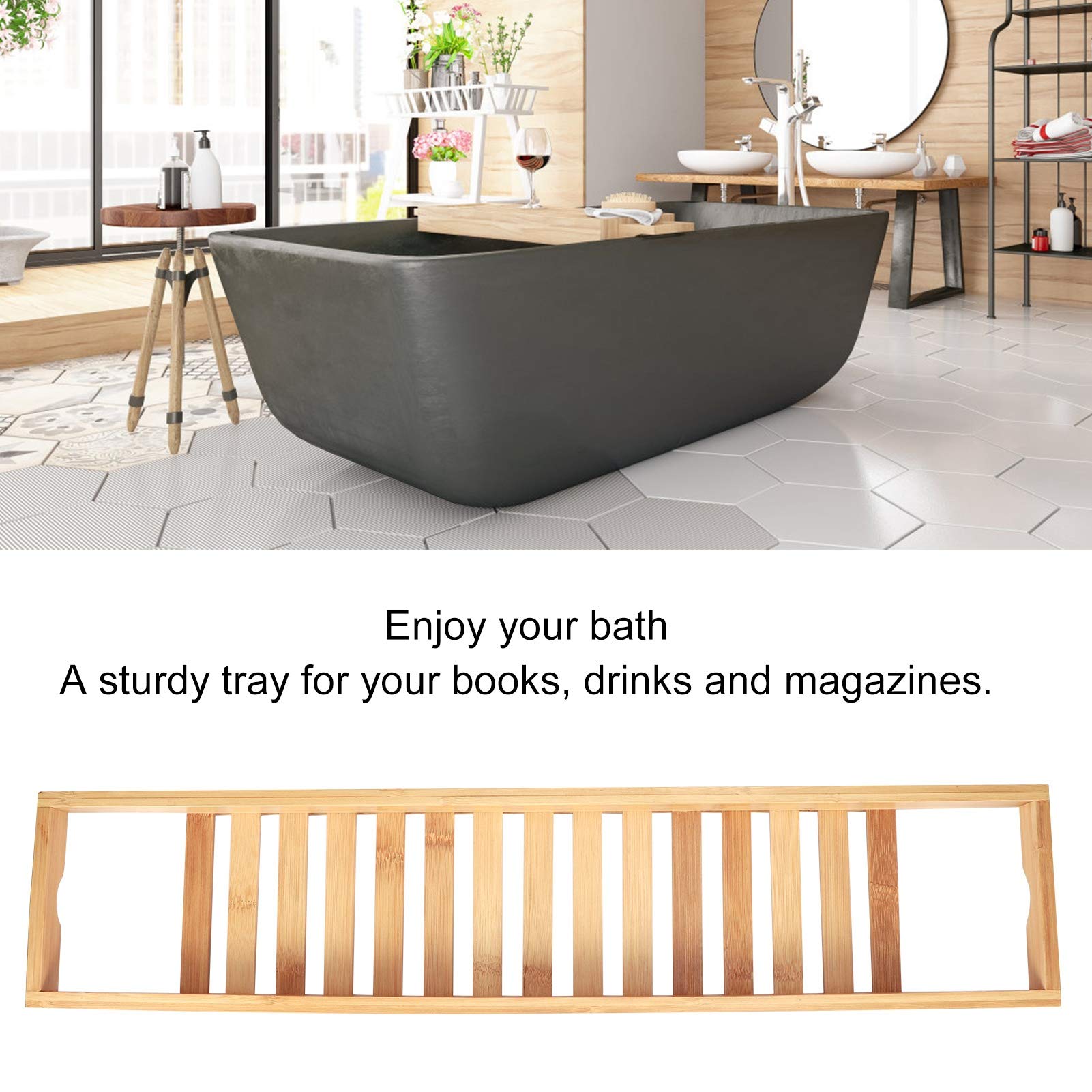 Bath Tray Organizer,Multifunctional Bamboos Bathtub Tray Rack,Wine Book Storage Shelf Shower Organizer Bathroom Supplies