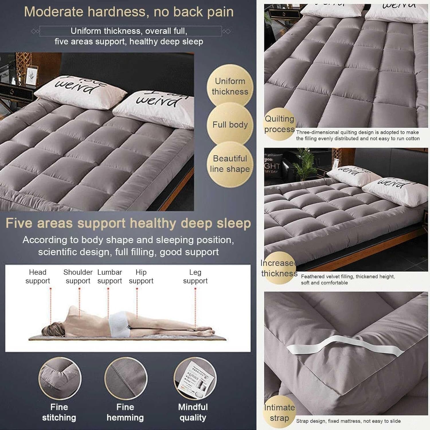 Generic Foldable Portable Mattress, Thick roll-up Mattress, Full Size Mattress, Single Double Mattress, Guest Sleeping mat, Floor Mattress, nap mat, 90*200cm, EBGTABQTA-A-90*200CM