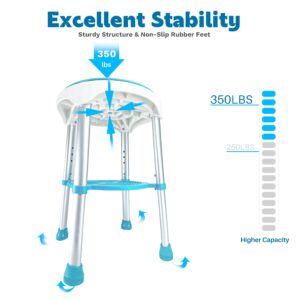 UNLICON-360° Rotating Shower Chair, Adjustable Swivel Shower Stool Tub Chair and Bathtub Seat Bench with Anti-Slip Rubber Tips and Storage for Safety and Stability