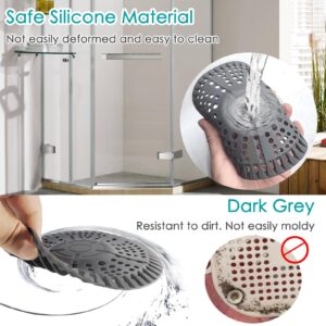 AWzzz Shower Hair Drain Catcher, 2 Pack 5.5in Shower Hair Catcher Large Premium Silicone Drain Protector Strainer, Shower Drain Cover for Shower Room, Floor Drain, Bathroom Sink, Dark Grey