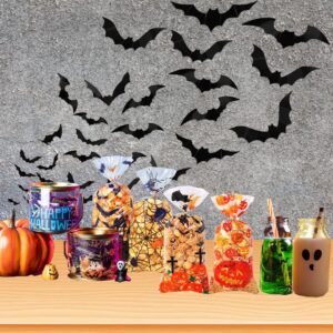 GBSAWER 50 PCS Halloween Cellophane Goodies Bags Trick or Treating Bags for Halloween Candy Party Favors Supplies