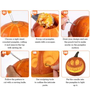 13PCS Pumpkin Carving Kit Tools Heavy Duty Stainless Steel Pumpkin Carving Tools Simple Safe Pumpkin Carving Kit for Kids Adults