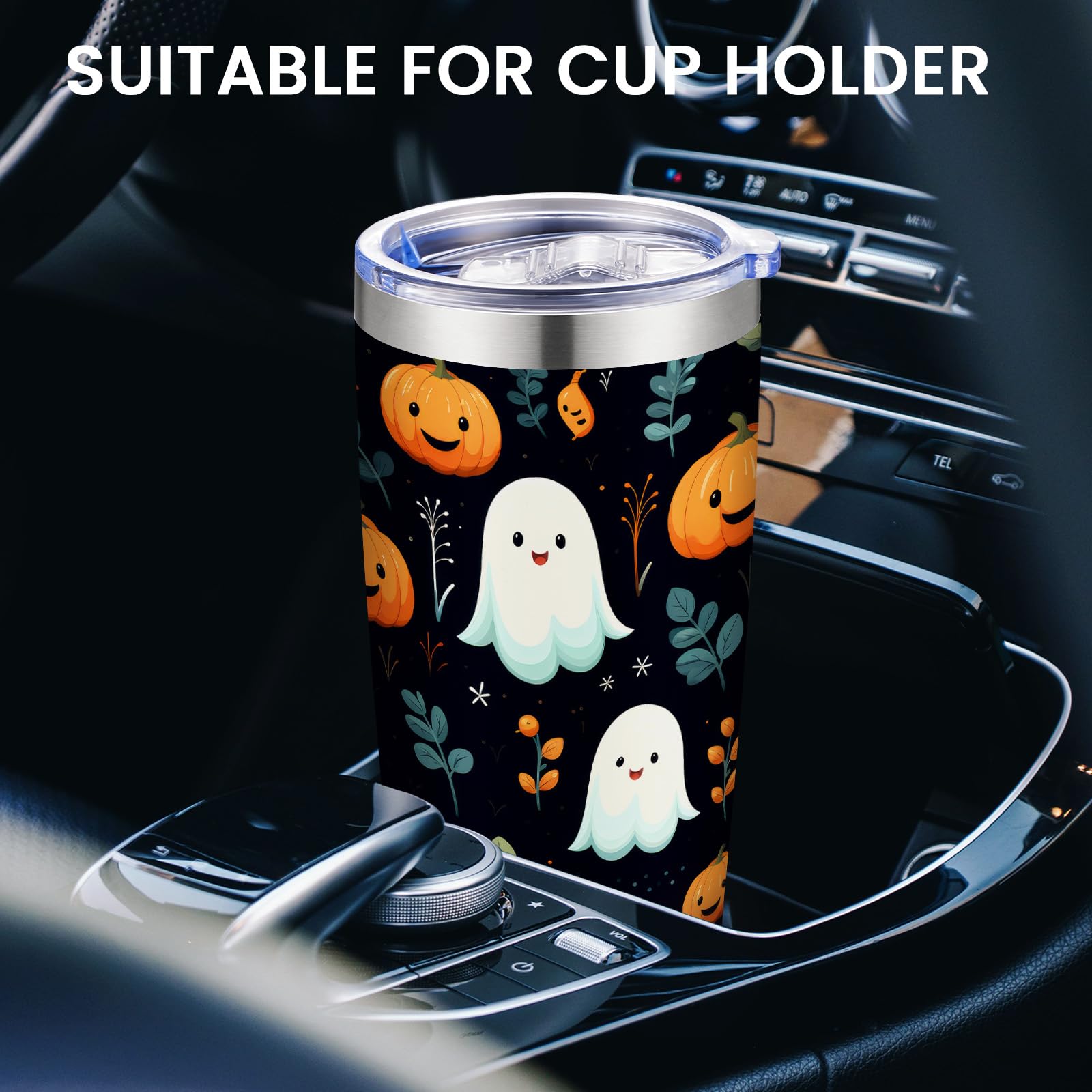 Insulated Tumbler 20oz Halloween Stainless Steel Coffee Cups W/Lid & Straw Double Wall Insulated Tumbler Mugs with Lid and Straw