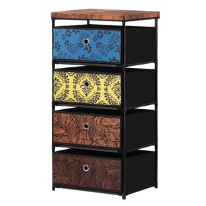 dresser for bedroom, 4 tier fabric dresser tower for clothes, drawers storage with four drawers nightstand with drawers retro cloth dressers for bedroom, 16.5 * 12.9 * 33.0in