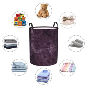 Eggplant Velvet Damask Plum Purple Floral Round Canvas Linen Laundry Hamper, Waterproof Storage Bin For Toys, Books, Clothes, Pets, Laundry Basket, Gift Basket Medium