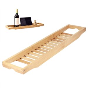 Bath Tray Organizer,Multifunctional Bamboos Bathtub Tray Rack,Wine Book Storage Shelf Shower Organizer Bathroom Supplies