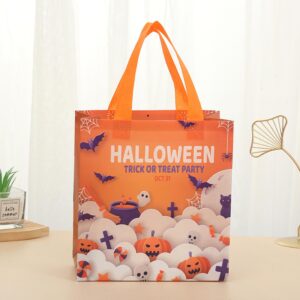 MOMOJULI 8PCS Halloween Trick or Treat Bags，Small Non-Woven Halloween Tote Bags with Handles Reusable Goodie Gift Bags Multifunctional Halloween Party Favors Supplies 7.9"×7.9"×3.15"