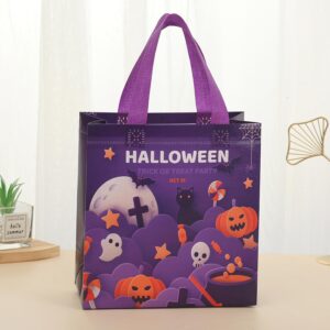 MOMOJULI 8PCS Halloween Trick or Treat Bags，Small Non-Woven Halloween Tote Bags with Handles Reusable Goodie Gift Bags Multifunctional Halloween Party Favors Supplies 7.9"×7.9"×3.15"