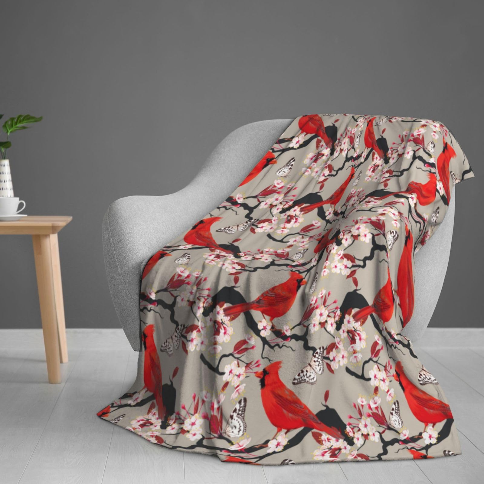 Cardinal Bird Blanket Quilt Home Fuzzy Lightweight Blanket Cardinal Bird Gifts for Couch Bed Soft Microfiber Flannel Blanket Merchandise for Holiday