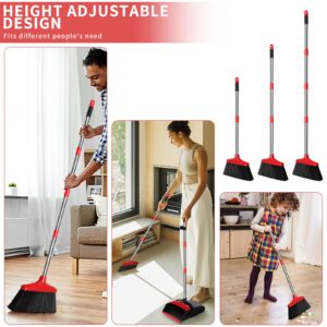 Loonpon Broom with Dustpan Combo Set,43inch Long Handle Stiff Broom Dust pan, for Garage Kitchen Room Office Lobby