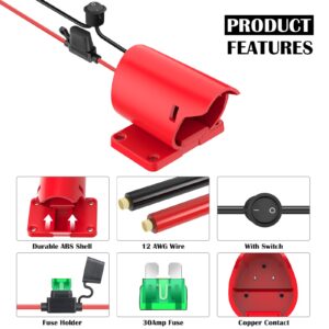 KOEZEOI 2 Packs Power Wheel Adapter for Milwaukee M12 Battery Adapter 12V Power Wheel Battery Conversion Kit with Fuse & Switch & Wire Terminals 12AWG Wire for DIY Ride On Truck and Rc Toys