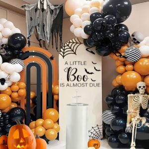 Tenelat A Little Boo is Almost Due Baby Shower Decal for Balloon Arch - Halloween Boo Backdrop Sticker,Bat First Birthday Photography Background, Kids 1st Birthday Party Decor (A Little Boo Decal)