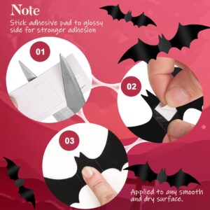 Halloween Decorations Bats Wall Stickers, 60 PCS Reusable 3D Black Halloween Bats Scary Stickers with Double-Sided Tape for Halloween Home Decor DIY Window Wall Indoor Outdoor Halloween Party Supplies