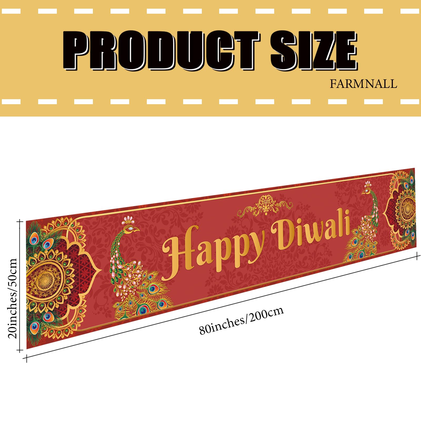 Diwali Peacock Decorations Outdoor Happy Diwali Banner for Fence Deepawali Indian Festival of Lights Decorations and Supplies for Home