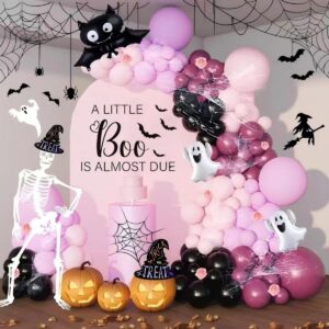 tenelat a little boo is almost due baby shower decal for balloon arch - halloween boo backdrop sticker,bat first birthday photography background, kids 1st birthday party decor (a little boo decal)