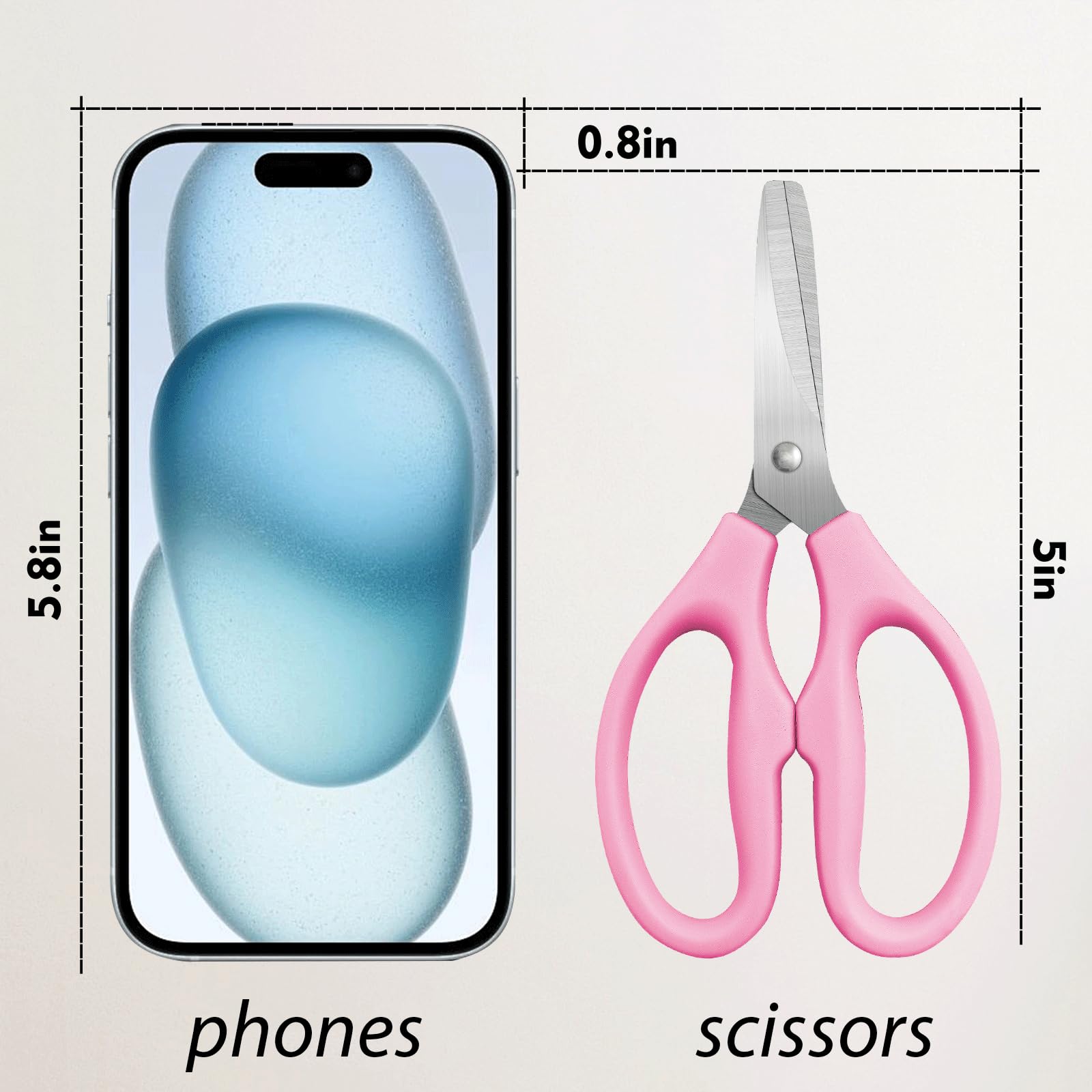 Pink Scissors for School Multipurpose Stylish: 5 inch - Comfort Grip - Stainless Steel - Scissors with Home - Office - for Cutting Paper - Open Envelopes - Cut Tape (Ping)