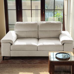 71.25" modern sofa couch for living room, deep seat sleeper sofa with 8”cushion, comfy 2-seater chenille loveseat sofa with convertible armrest, removable sofa cover, high leg (beige)