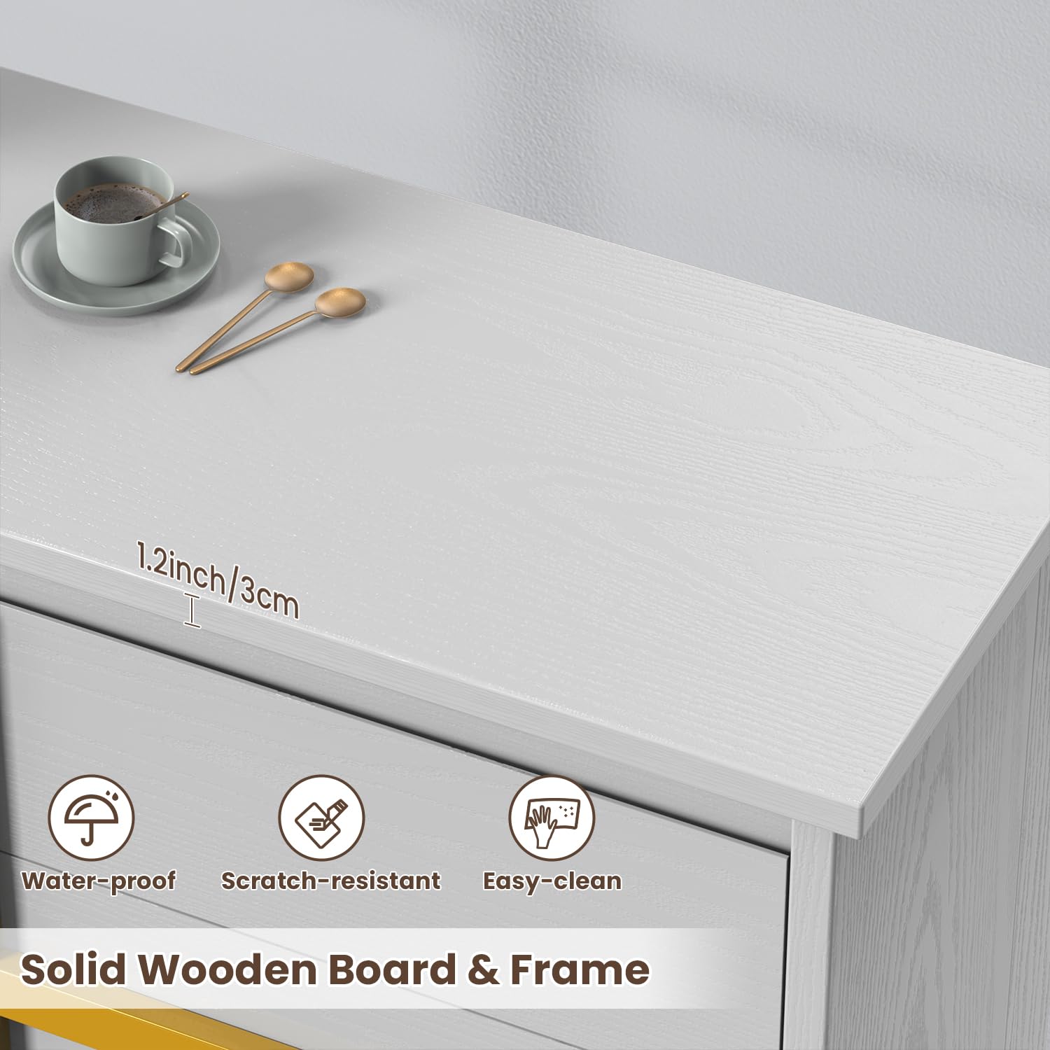 VOPEAK White Dresser for Bedroom, Wood Dresser, 6 Drawer Dresser with Gold Handle, Modern Large & Long Dresser for Cloth Storage, TV Stand Dresser,Chest of Drawers for Clost, Living Room, Nursery.