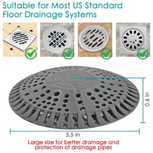 AWzzz Shower Hair Drain Catcher, 2 Pack 5.5in Shower Hair Catcher Large Premium Silicone Drain Protector Strainer, Shower Drain Cover for Shower Room, Floor Drain, Bathroom Sink, Dark Grey