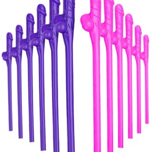 Penis Straws Party 12 pcs Pack, Willy Penis Decorations Bachelorette Party Straws Naughty Bridal Drinking Games, Funny Drinking Straws, Crazy Straws Bride