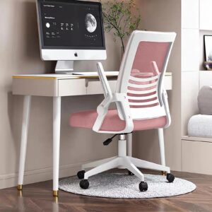 hdhnba computer chair mesh ergonomic office chair home office lumbar support padded flip-up armrest swivel desk chair pink work chair