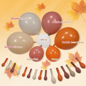 Fall Balloons Garland Arch Kit-148PCS Double Stuffed Burnt Orange Cream Peach Balloons Arch Kit in Different Sizes for Baby Shower Bridal Shower Fall Themed Thanksgiving Birthday Party Decorations.