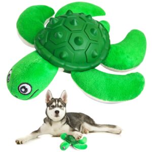 Durable Sea Turtle Squeaky Dog Toy – Bite-Resistant Plush & Rubber Chew Toy for Small, Medium, Large Dogs | Tough, Interactive Toy for Aggressive Chewers & Puppy Teething