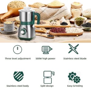 Electric Grain Grinder 600g, Electric Bean Grinder, and Spice Grinder, Split Design Grinder, 500W Removable Blade Grinder Applicable to Coffee Beans,Herbs,Nuts,Spices,Grain Mill, Wet and Dry Grinder