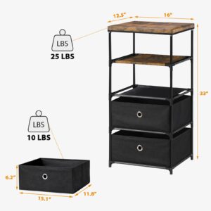 HAITRAL Small Fabric Dresser and Chest of Drawers - Bedside Table with 3 Fabric Storage Drawers & Shelves - Storage Drawer Units for Bedroom,Living room,Dorm (Black)