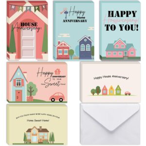 motiskyy 48 pcs happy home anniversary cards with envelopes bulk blank welcome house cards real estate thank you notes housewarming greeting cards for clients neighbors gifts, 4 x 6 in (classic)