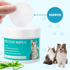 CINOKAI Pet Eye Wipes for Cats and Dogs, Dog Eye Wipes, Eye Wipes for Dogs, Pet Eye Wipes for Remove Tear Stain, Eye Debris, 100 Count