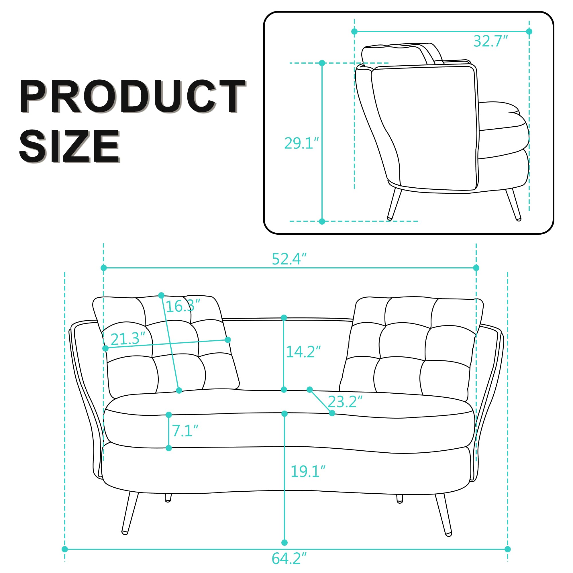 DERCASS Polyester Fiber Loveseat Sofa,Upholstered Couch with Golden Metal Legs Club 2-Seat Sofa for Living Reading Room Bedroom Apartment Small Space Dorm (Pink)