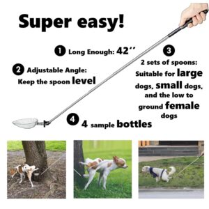 iNenya Dog Urine Sample Catcher，Telescopic Dog Pee Sample Collector，Pet Urine Stick for Small Large Female Dogs (Grayspoon&4bottles)