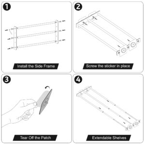 KIMBORA Expandable Shoe Rack for Closet Mounted Shoe Storage Organizer Shelves, 2 Packs Metal Adjustable Shoe Shelf Organizer for Bedroom, Cabinet, White