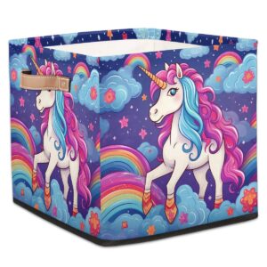 tropicallife 13x13x13 inch large fabric storage cubes unicorn rainbow collapsible cube storage bins organizer boxes cube baskets for organizing closet shelves