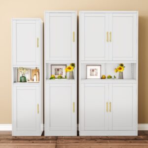 Ckzbx Kitchen Cabinet with 2 Doors, 6-Tier Tall Metal Pantry Cabinet,70.87" H Storage Cabinet,3 Adjustable Shelves for Home Office, Living Room, Dinning Room (White)