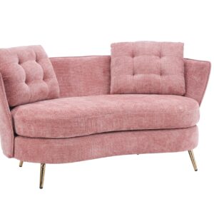 DERCASS Polyester Fiber Loveseat Sofa,Upholstered Couch with Golden Metal Legs Club 2-Seat Sofa for Living Reading Room Bedroom Apartment Small Space Dorm (Pink)