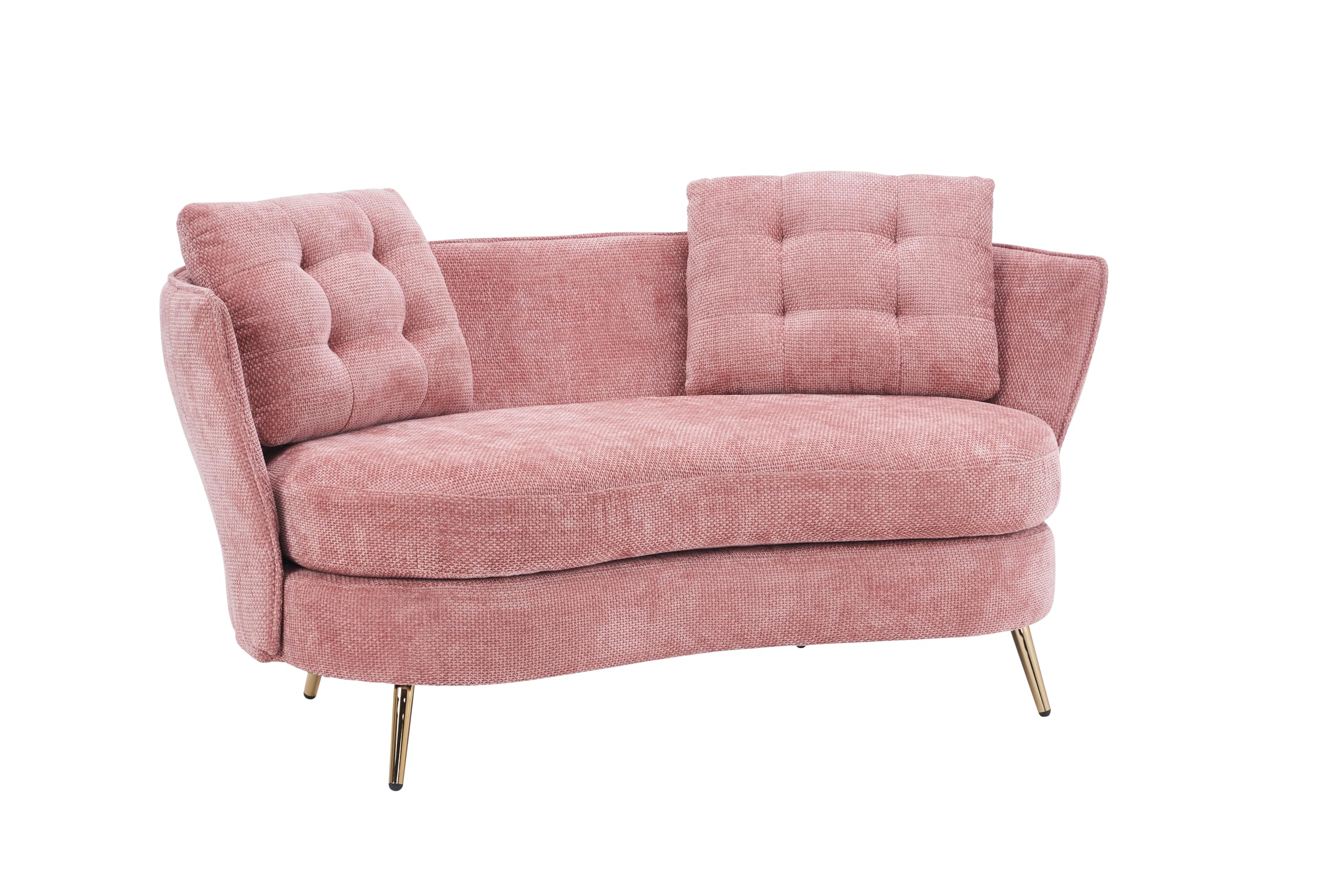 DERCASS Polyester Fiber Loveseat Sofa,Upholstered Couch with Golden Metal Legs Club 2-Seat Sofa for Living Reading Room Bedroom Apartment Small Space Dorm (Pink)