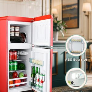 Anypro 3.2 Cu.Ft Compact Refrigerator Mini Fridge with Freezer, 2 Door Retro Small Refrigerator with Freezer, 7 Level Thermostat & Removable Shelves, Mini Fridge for Bedroom Office Apartment Dorm Bar