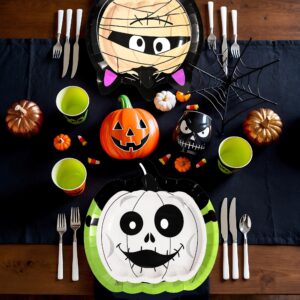 SJJPDYY Halloween Plates and Napkins Tableware Halloween Party Decorations Tableware Disposable Pumpkin Monster Vampire Bat Themed Paper Plates Napkins Party Supplies