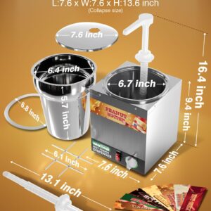 WantJoin Nacho Cheese Dispenser with Pump,4.6Qt Nacho Cheese Warmer,Stainless Steel Hot Fudge Warmer W/5-Level Temperature Adjustment,Hot Fudge Dispenser for Hot Fudge Cheese Caramel