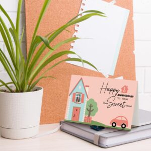 Motiskyy 48 Pcs Happy Home Anniversary Cards with Envelopes Bulk Blank Welcome House Cards Real Estate Thank You Notes Housewarming Greeting Cards for Clients Neighbors Gifts, 4 x 6 in (Classic)